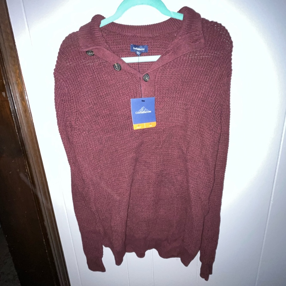 Croft & Barrow Men’s Large 1/4 Button Sweater Maroon